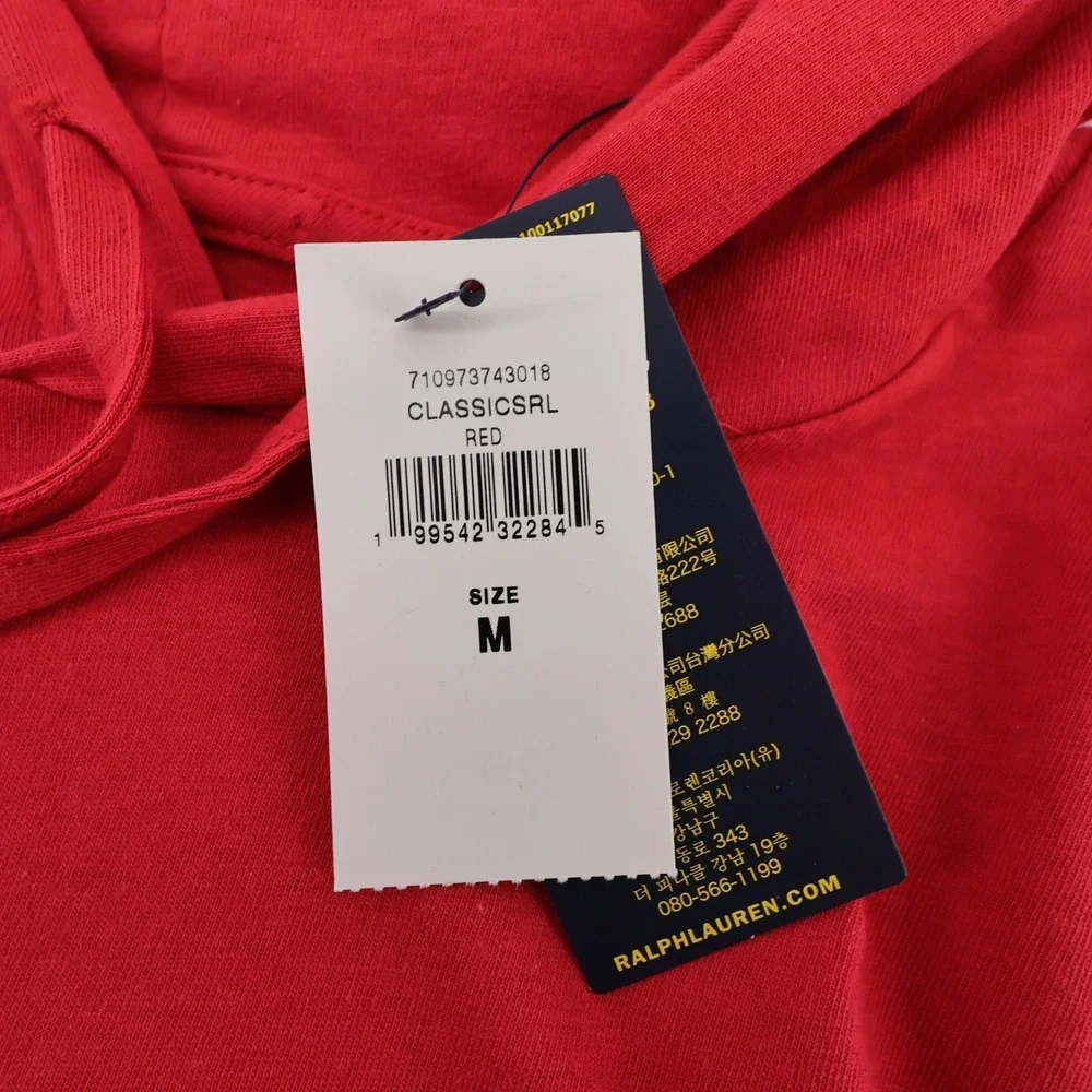 NEW Polo Ralph Lauren Classic Jersey Lightweight Hoodie Red Long Sleeve Mens M